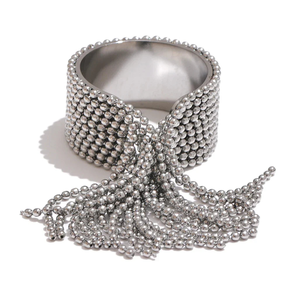 Stylish Chain Tassel Silver Ring