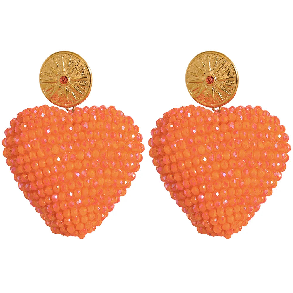 Vibrant Heart Drop Earrings in Colorful Design