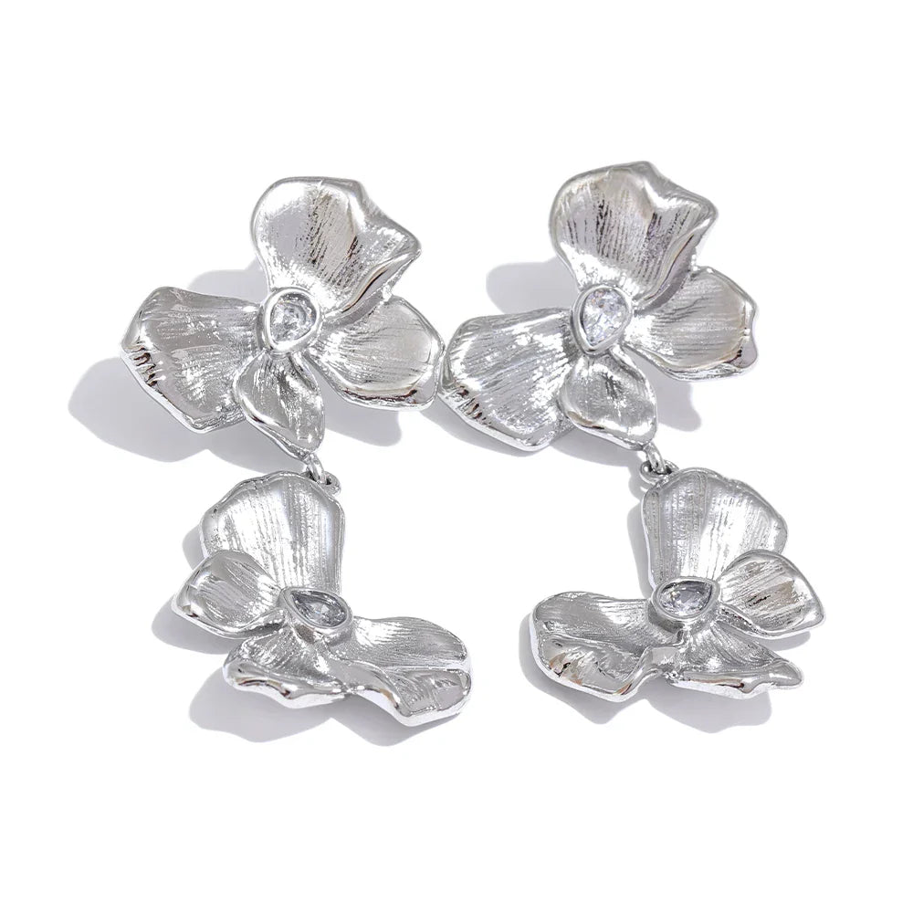 Floral Bow Design Waterproof Drop Earrings