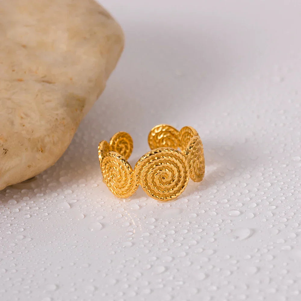 Gold Hoop Ring with Twist Pattern Design