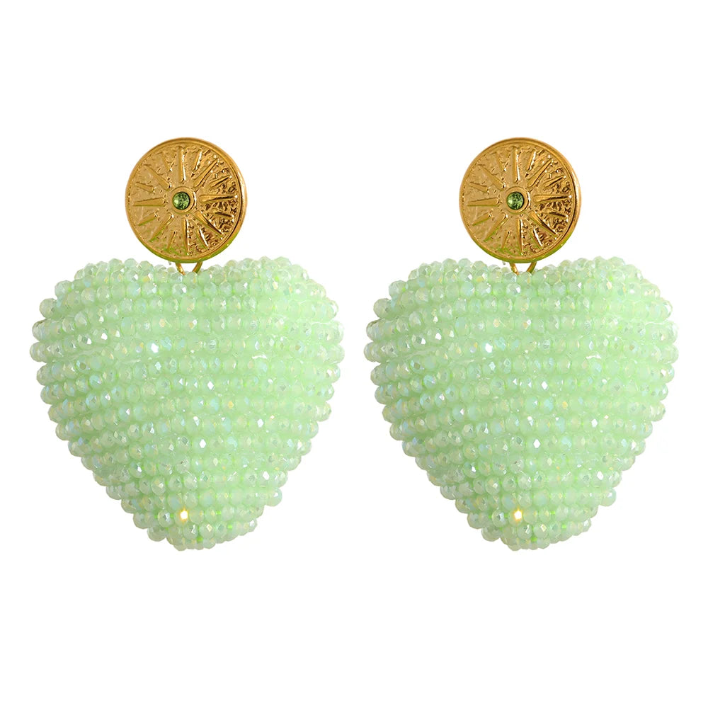 Vibrant Heart Drop Earrings in Colorful Design