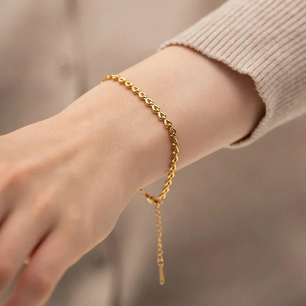 Hollow Heart Braided Gold Plated Bracelet