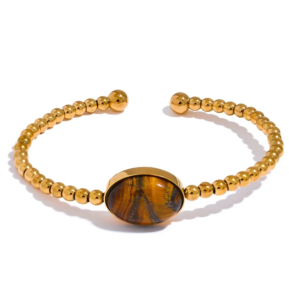 Natural Tiger Stone Cuff Bracelet for Stylish Looks