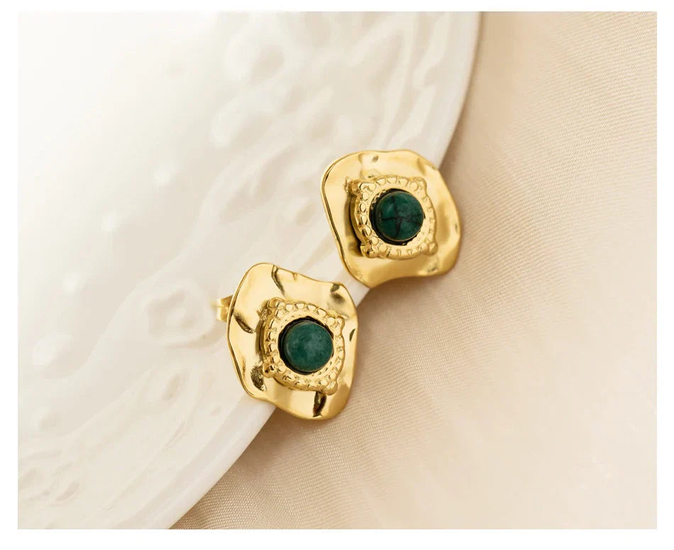 Irregular Spiked Stud Earrings in Vintage Gold Plated