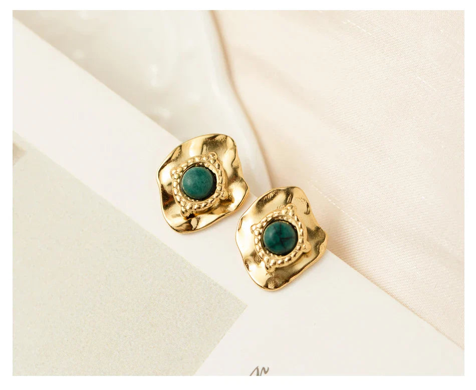 Irregular Spiked Stud Earrings in Vintage Gold Plated