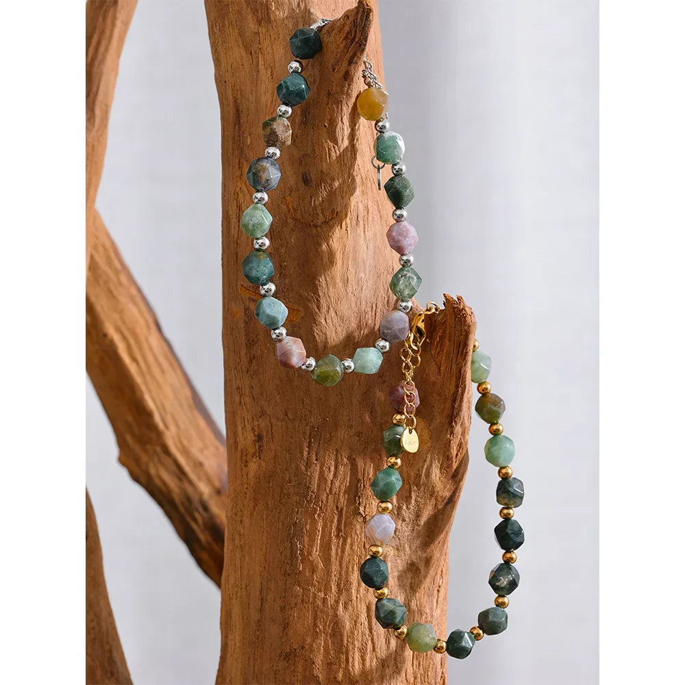 Agate Stone Beads Chain Bracelet Design