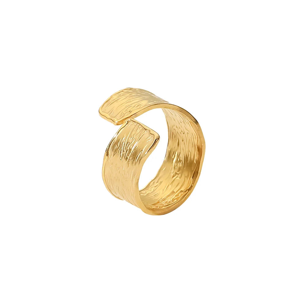 Adjustable Stainless Steel Ring in Gold