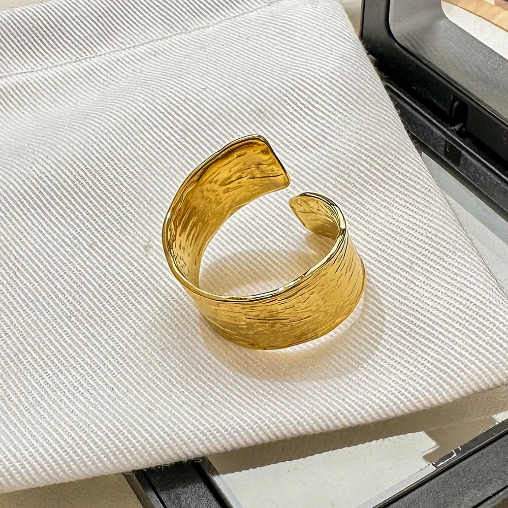 Adjustable Stainless Steel Ring in Gold