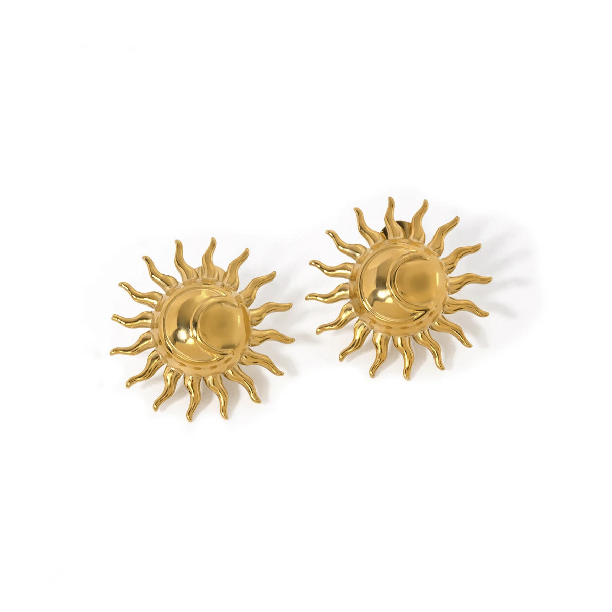 Turquoise Sunflower Ear Clips in Gold