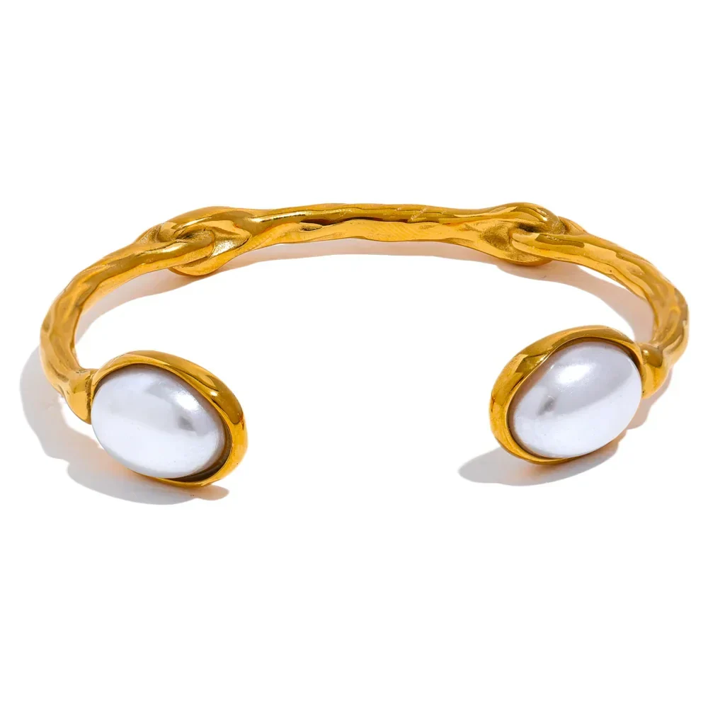 Imitation Pearls Stylish Cuff Bracelet