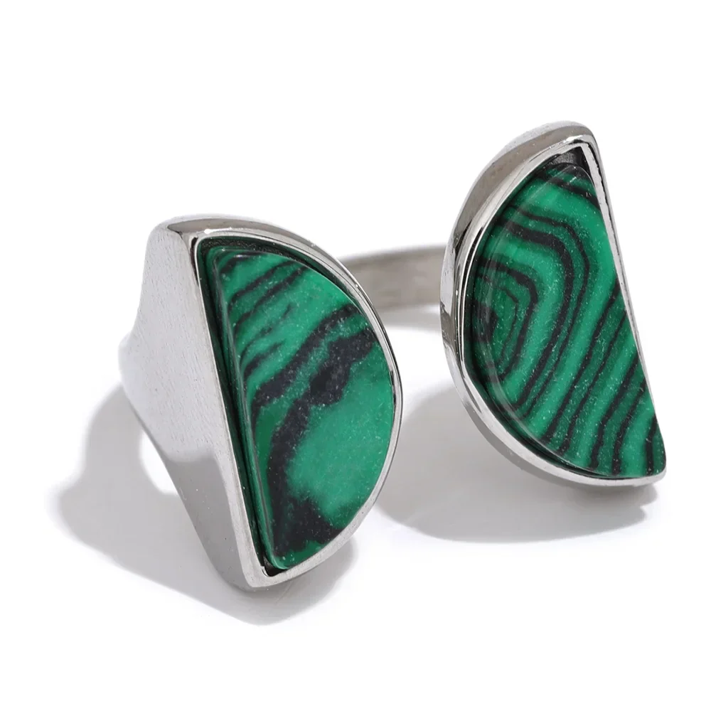 Wide Malachite Stone Ring for Elegant Style