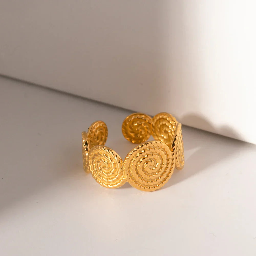 Gold Hoop Ring with Twist Pattern Design