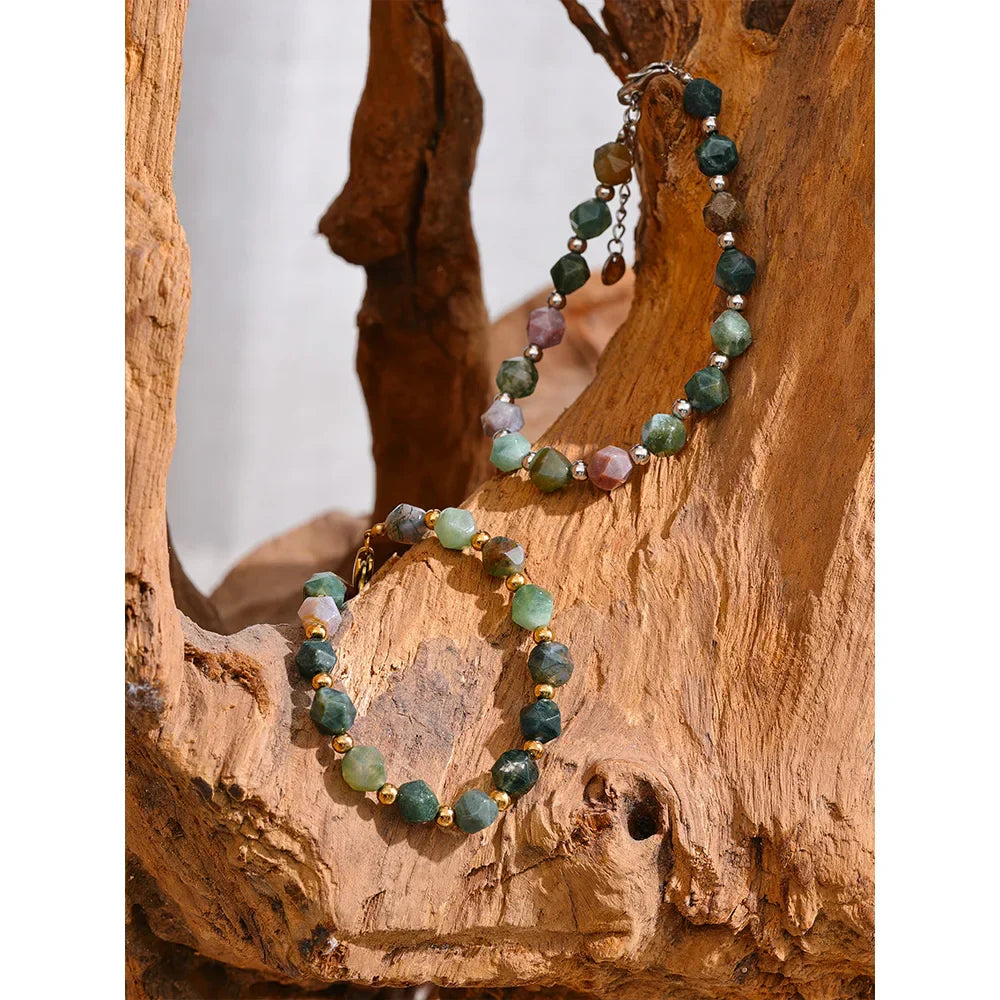 Agate Stone Beads Chain Bracelet Design