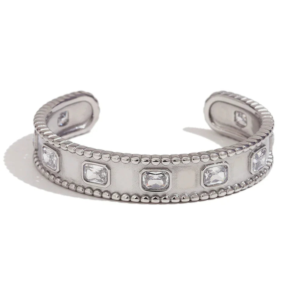 Zircon Open Cuff Bracelet for Everyday Wear