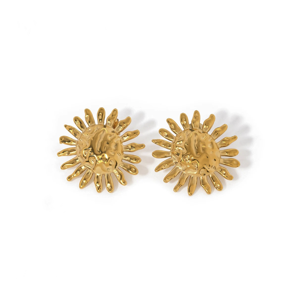 Turquoise Sunflower Ear Clips in Gold