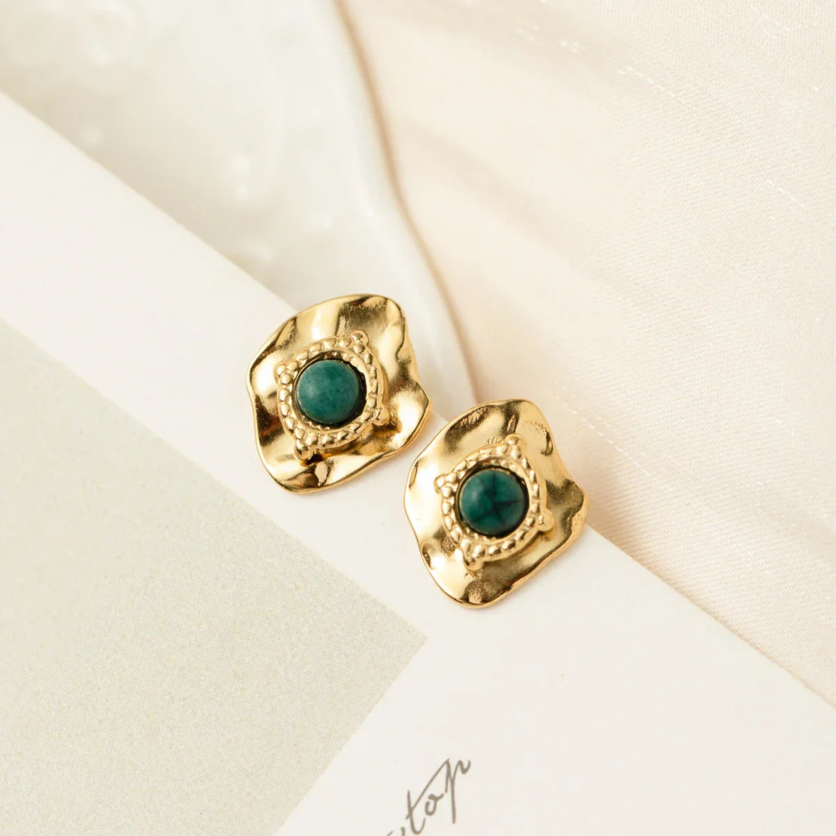 Irregular Spiked Stud Earrings in Vintage Gold Plated