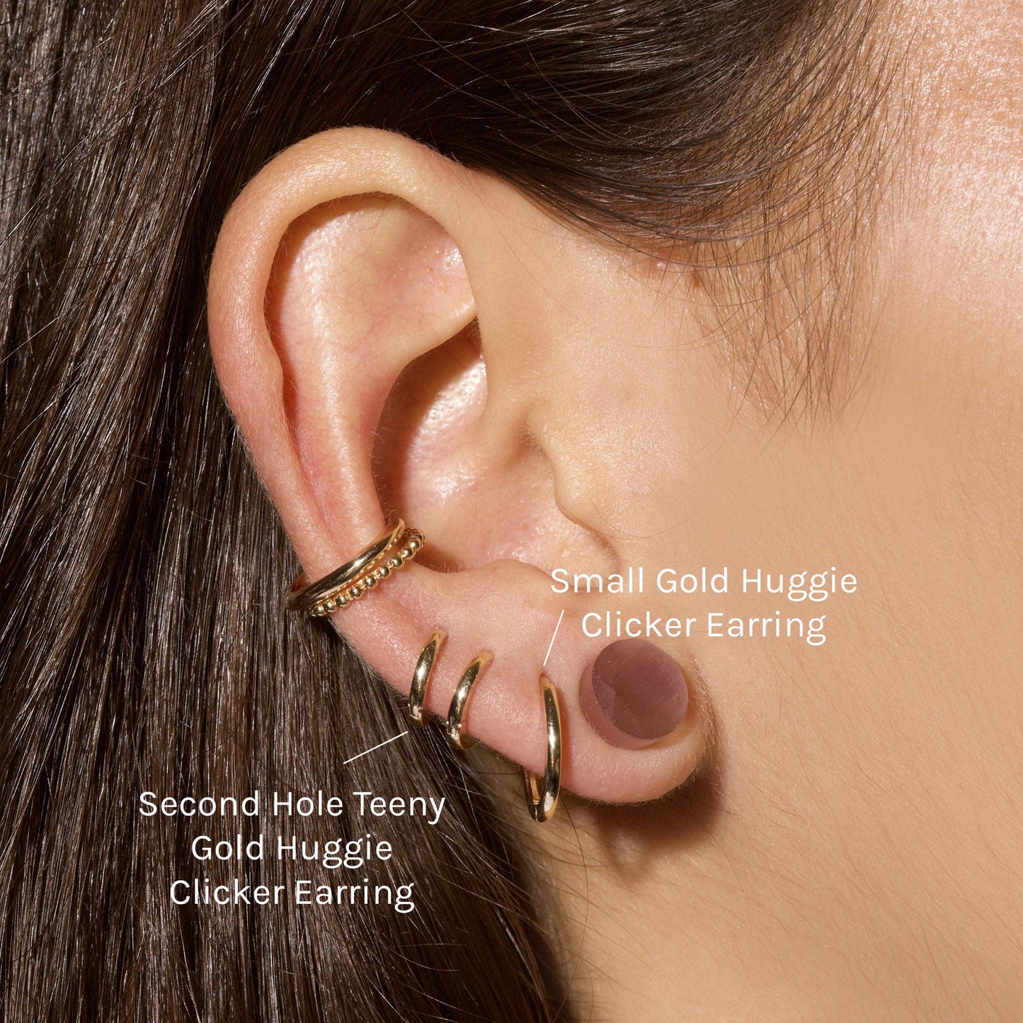 Small Gold Huggie Clicker Earrings for Everyday Wear