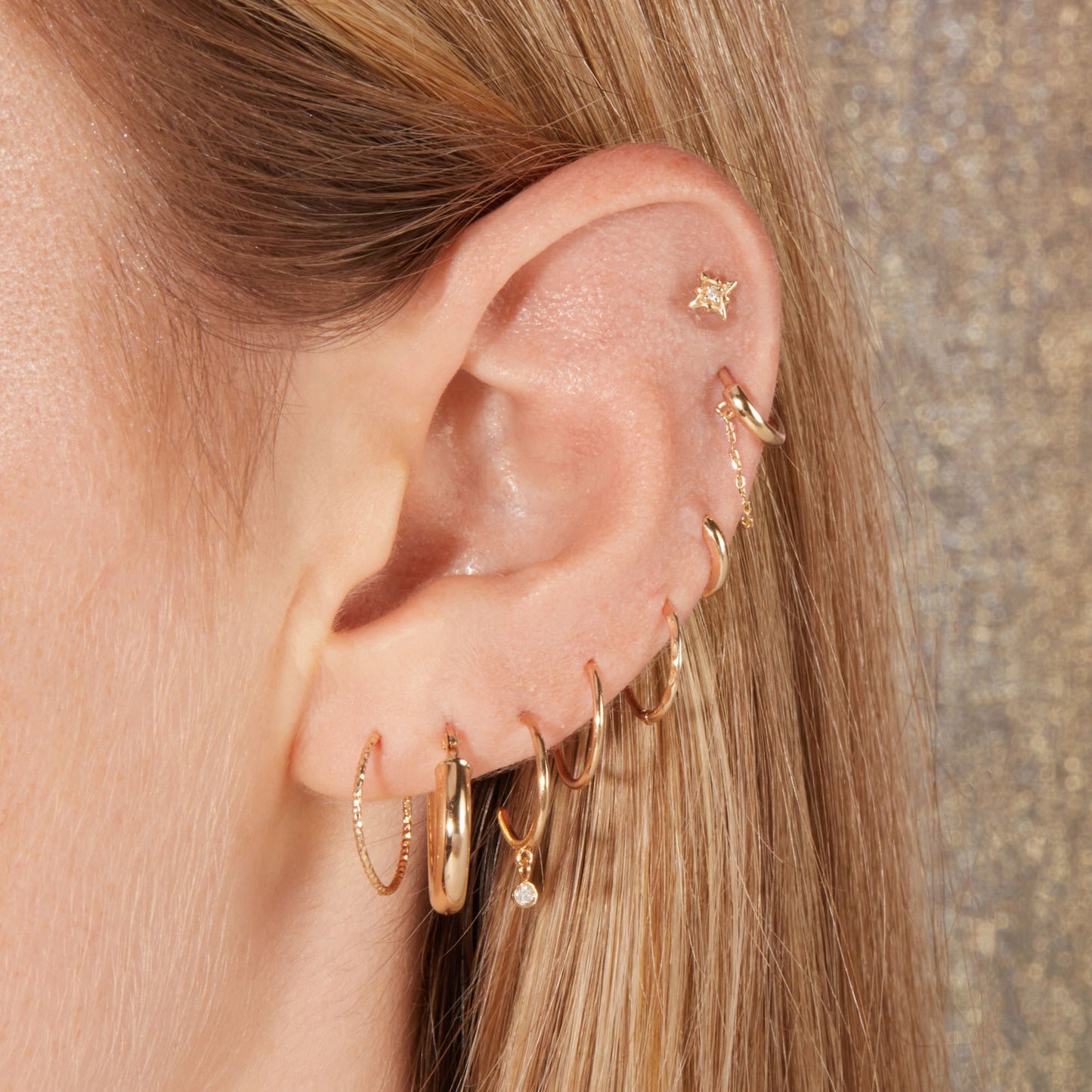 Dainty Sparkle Hoop Earrings in Silver