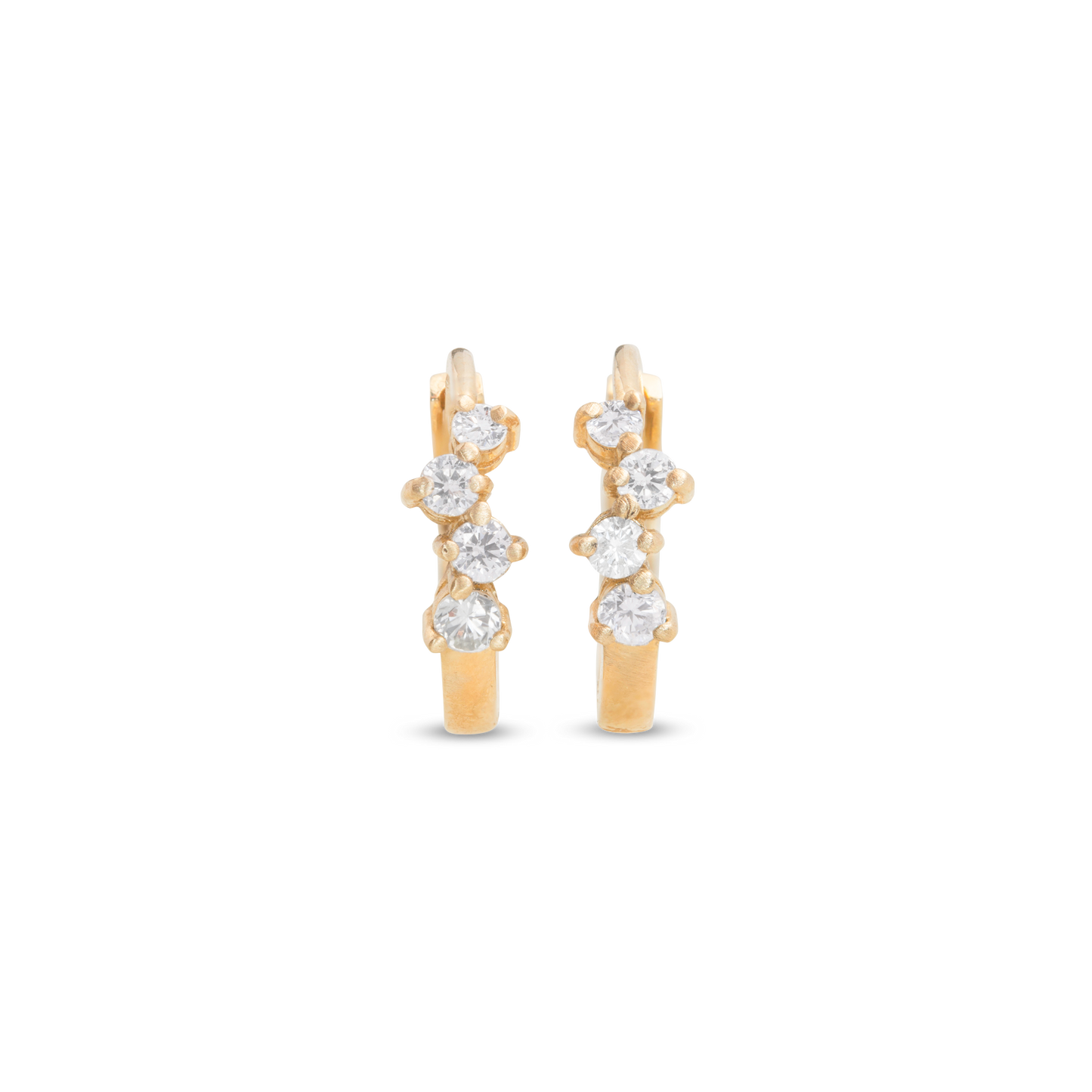 Dainty Diamond Cluster Huggie Earrings