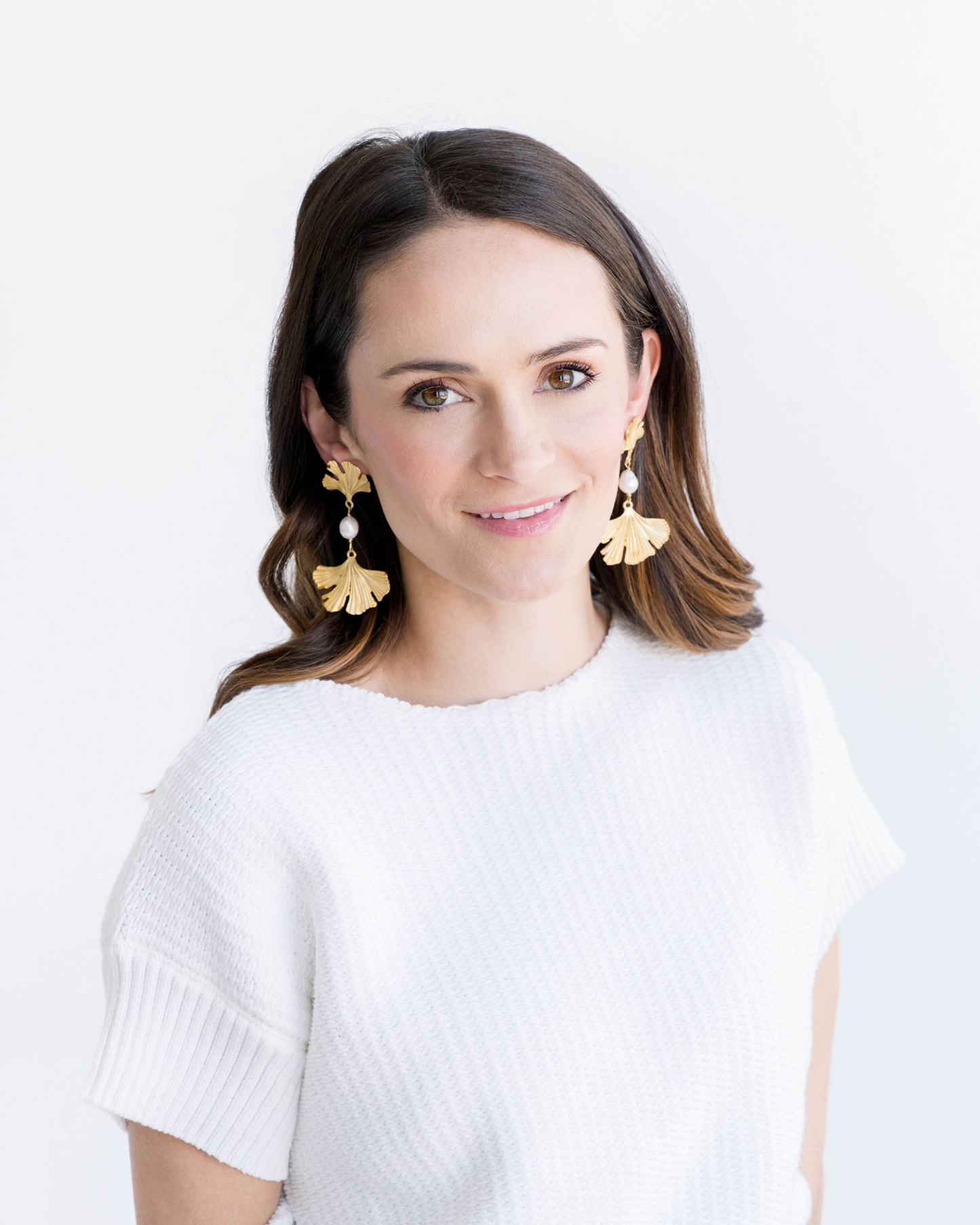 Stylish Pearl Ginkgo Leaf Earrings