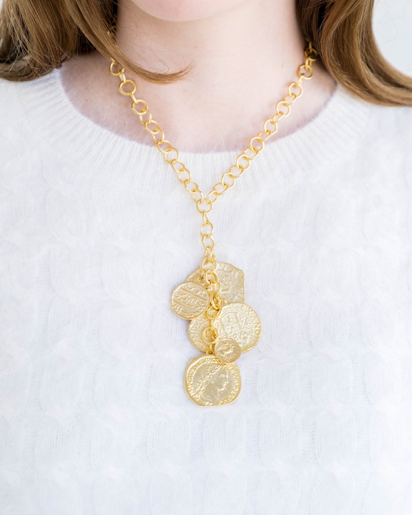 Layered Necklace with Coin Design