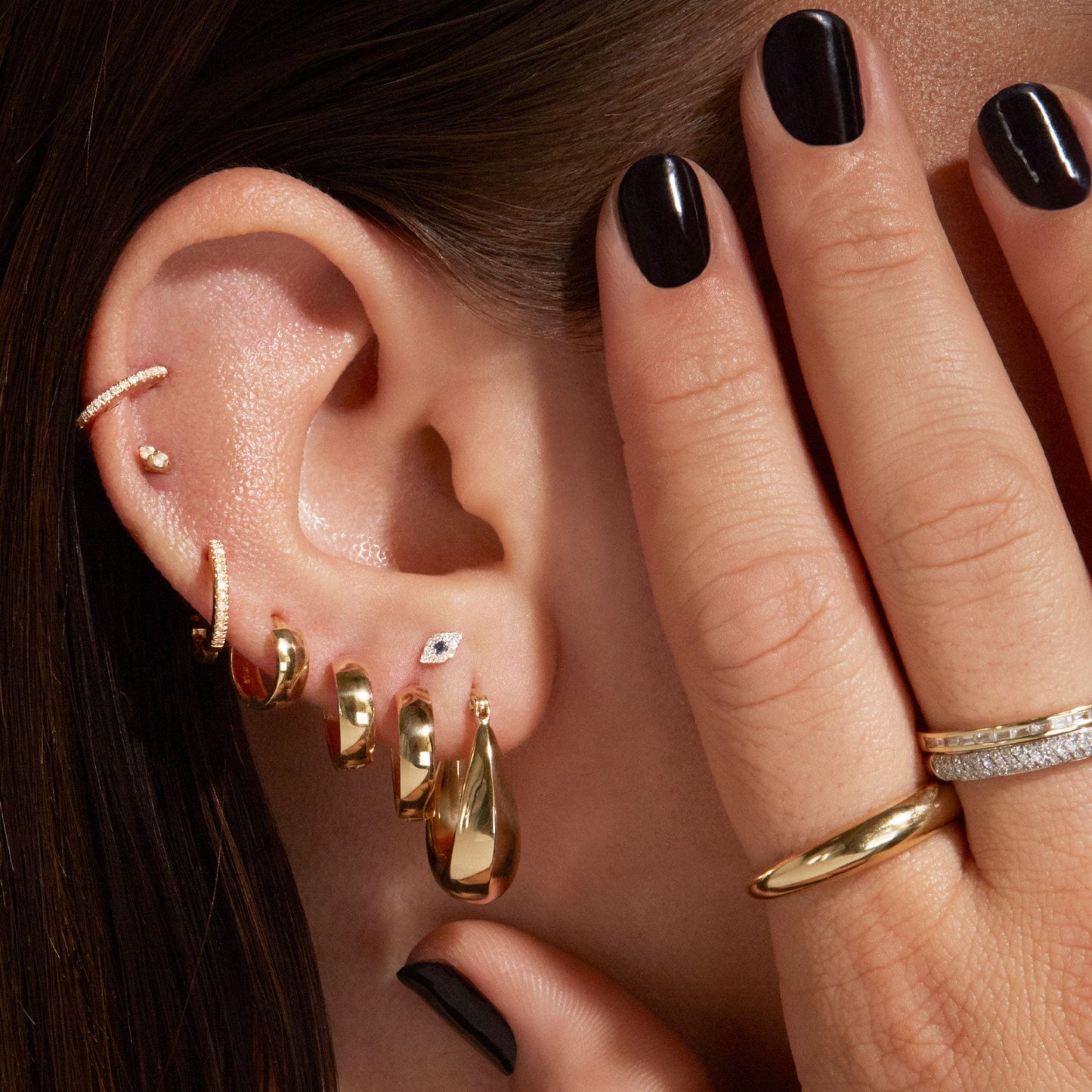 Elegant Curvilinear Hoop Earrings in Silver