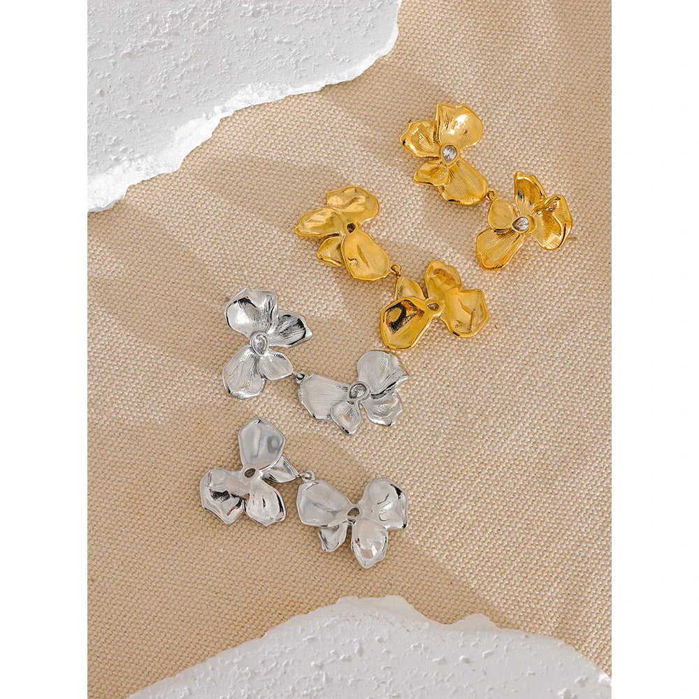 Floral Bow Design Waterproof Drop Earrings