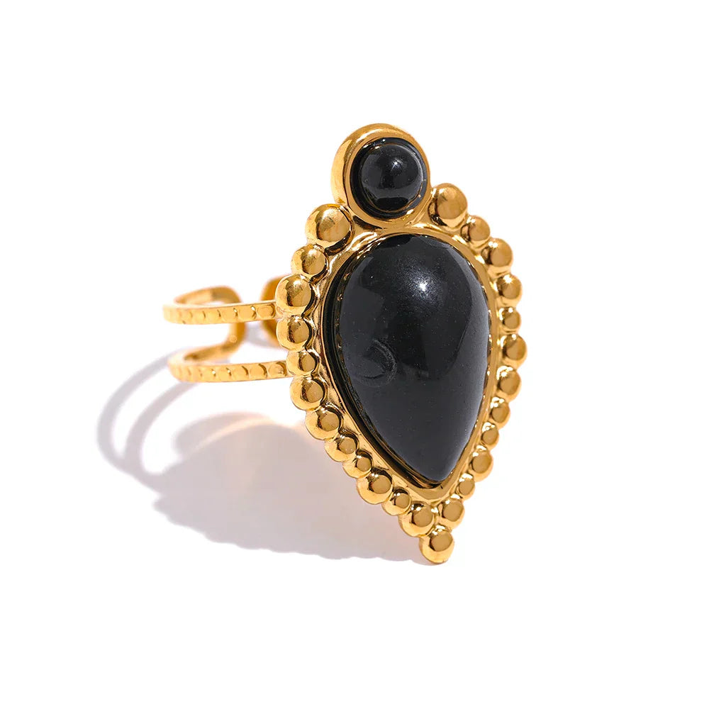 Vintage Open Ring with Agate Design