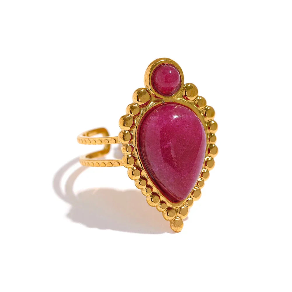 Vintage Open Ring with Agate Design