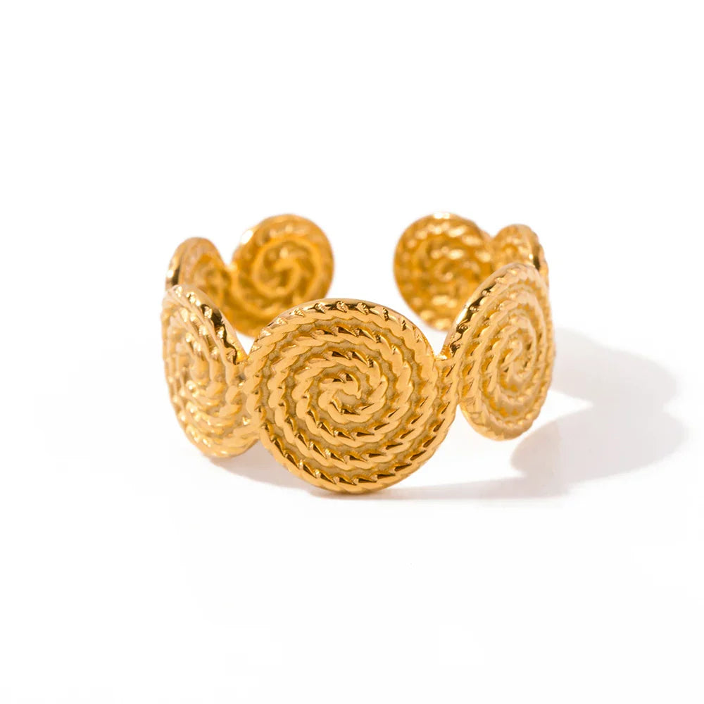 Gold Hoop Ring with Twist Pattern Design