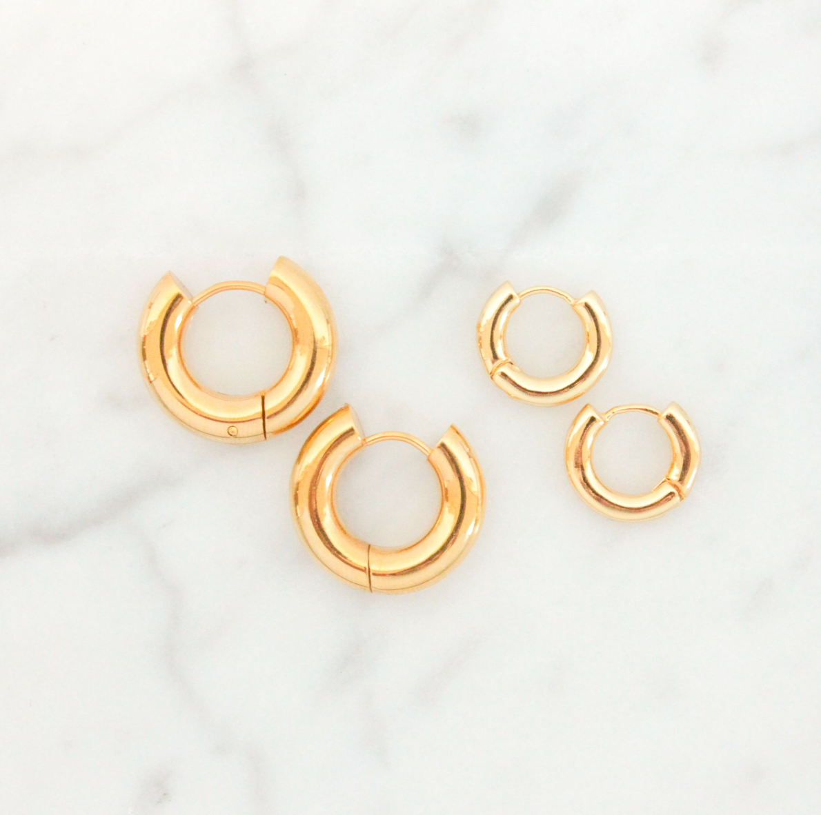 Gold Round Huggie Earrings in Stylish Design