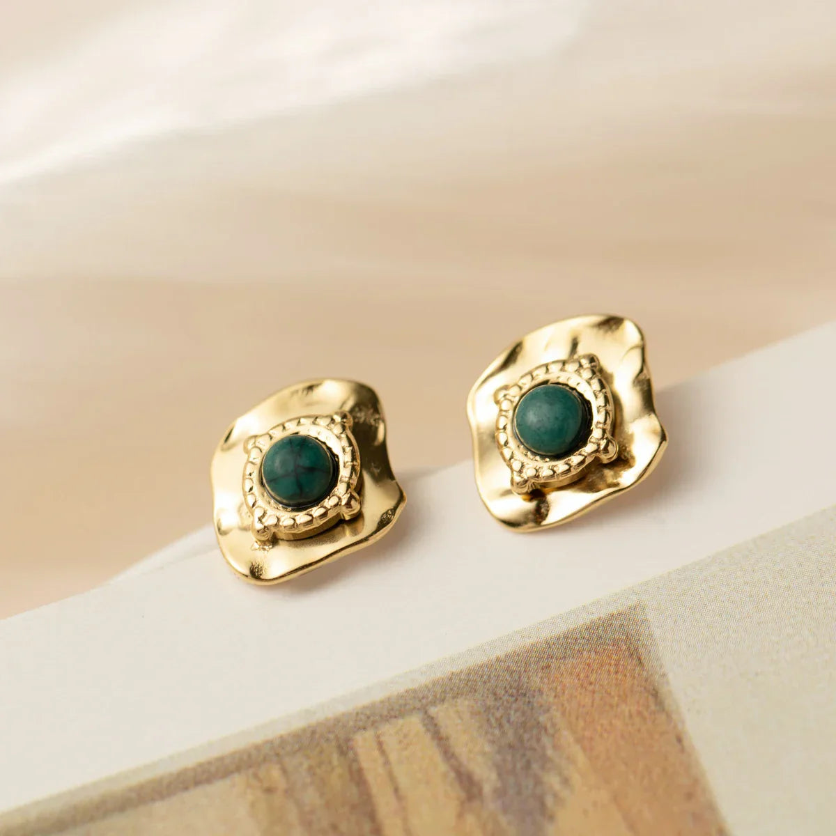 Irregular Spiked Stud Earrings in Vintage Gold Plated