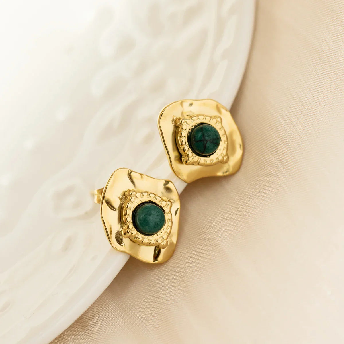 Irregular Spiked Stud Earrings in Vintage Gold Plated