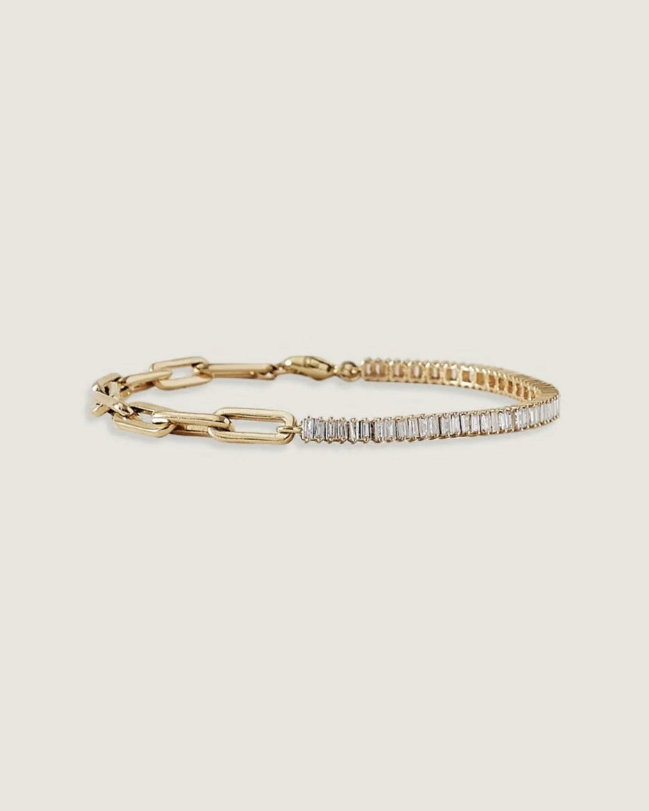 Baguette Diamond Tennis Link Bracelet 1