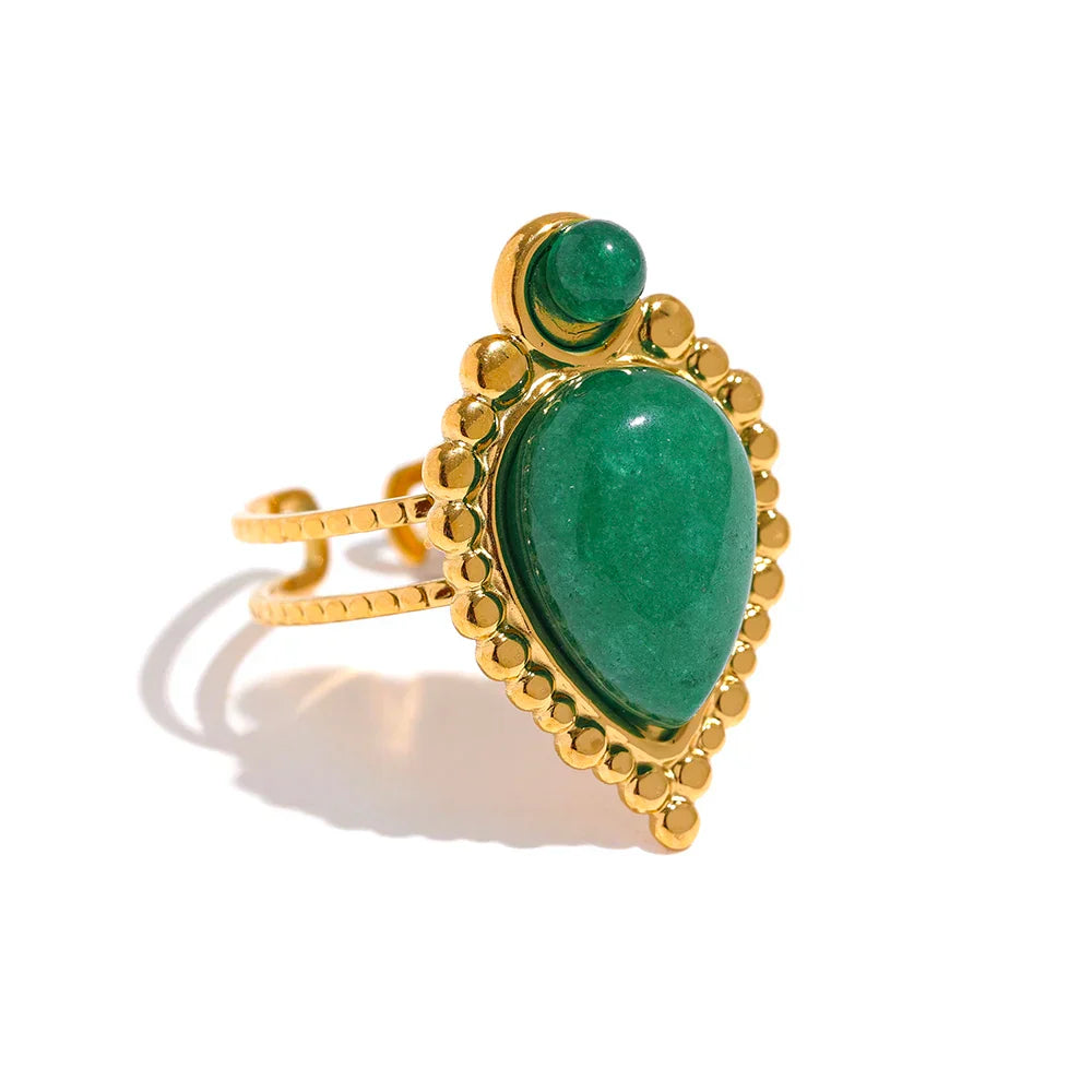 Vintage Open Ring with Agate Design