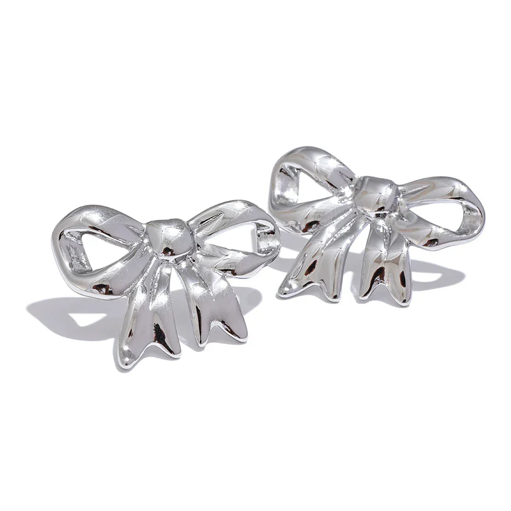 Stylish Stainless Steel Bow Stud Earrings