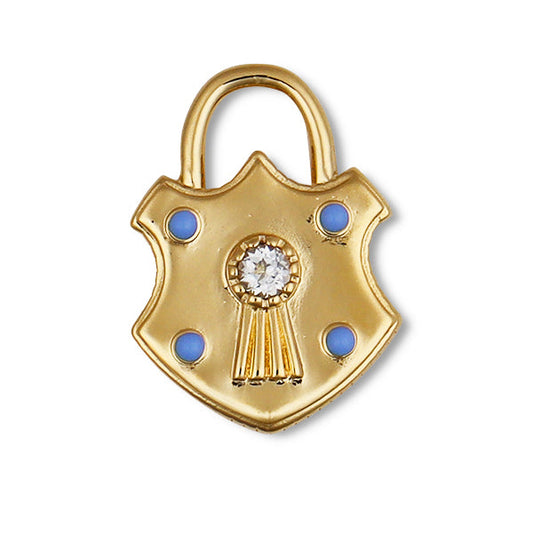 Shield Padlock Charm in Unique Design