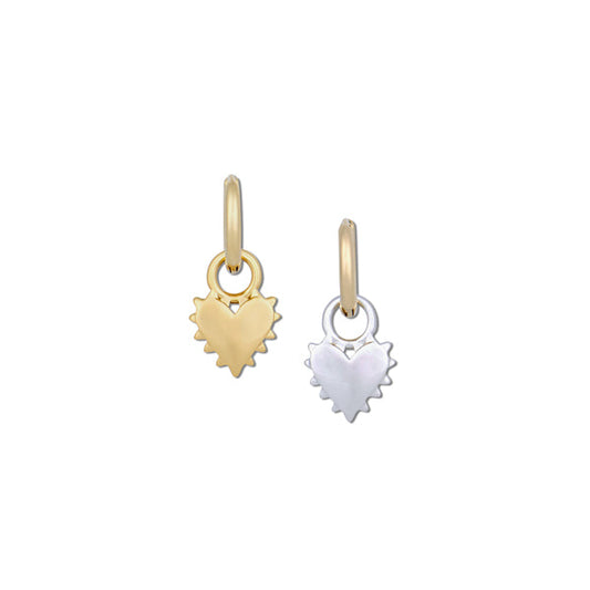 Spikey Heart Two Toned Huggie Earrings