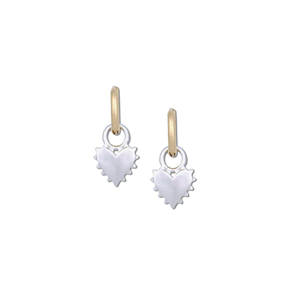 Spikey Heart Two Toned Huggie Earrings