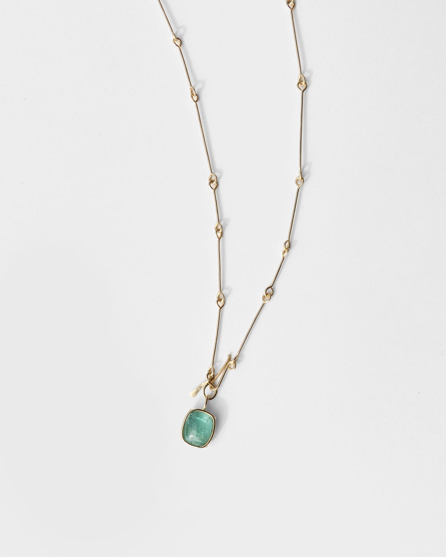 14K Tourmaline Pendant on Bone Chain