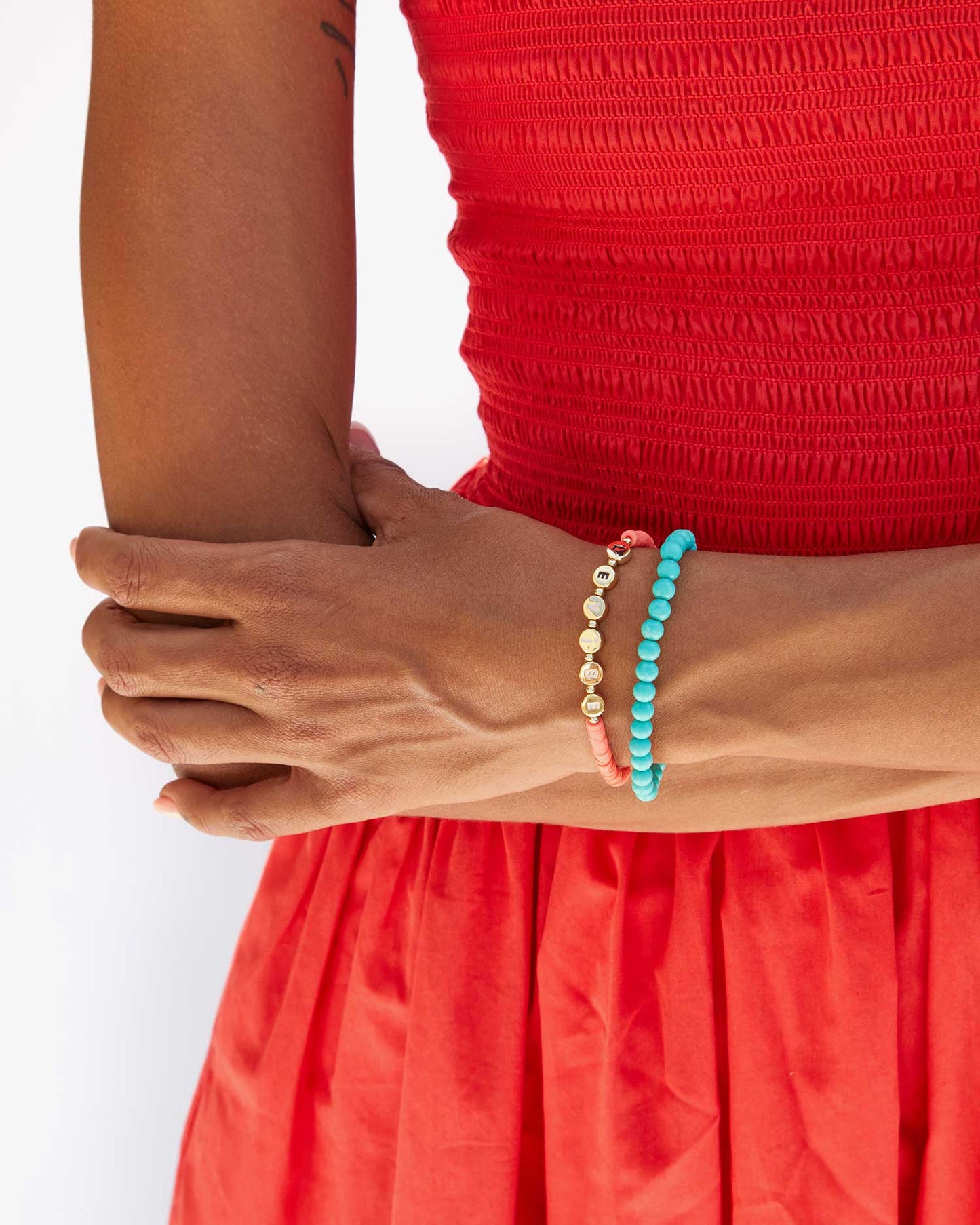 Colorful Beaded Disc Stretch Bracelet