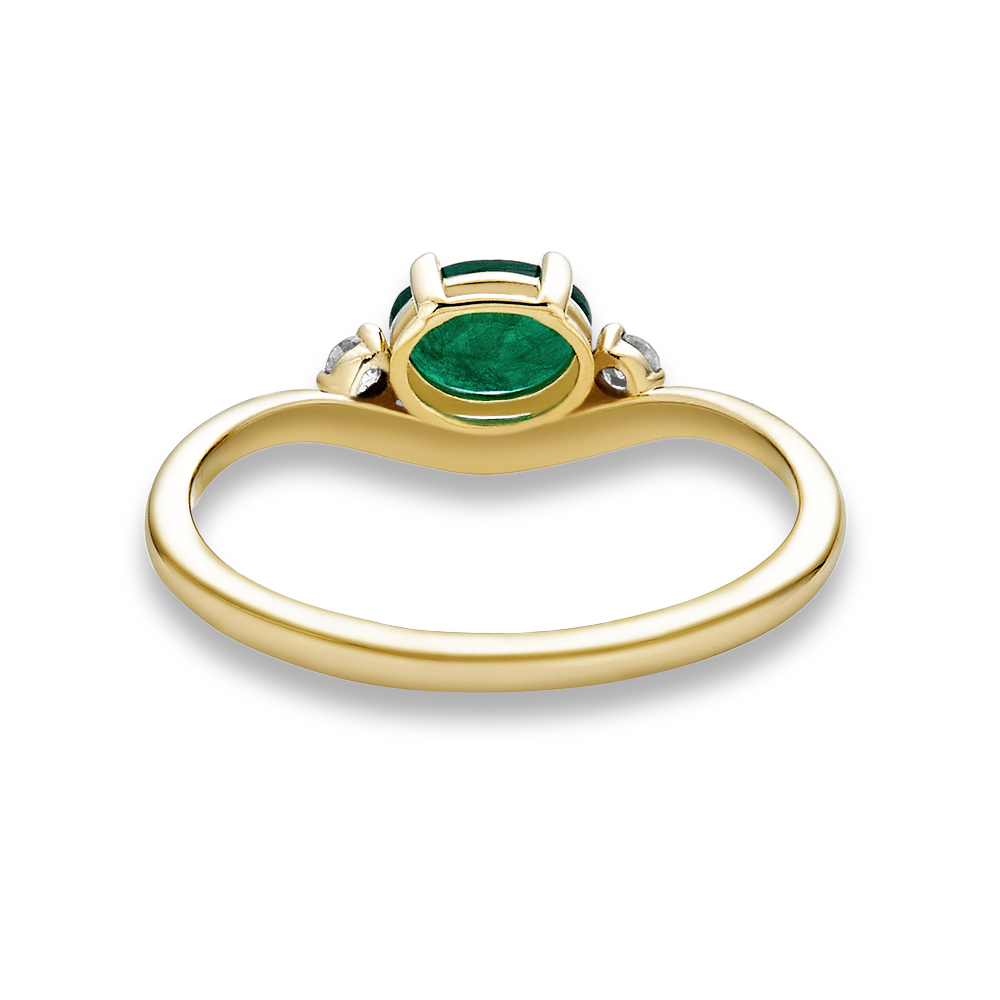 Emerald and Diamond Elegant Merge Ring