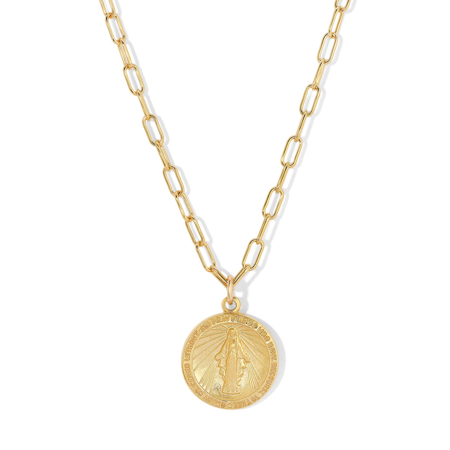 Gold Filled Miraculous Medal Pendant Necklace