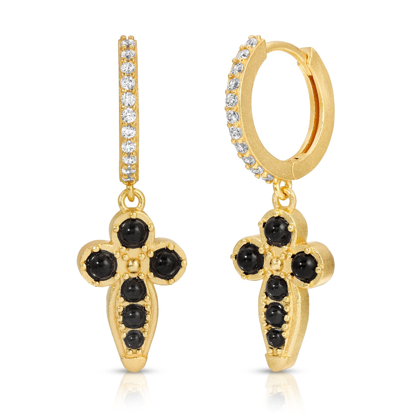 Black Onyx Huggie Earrings in Classic Style