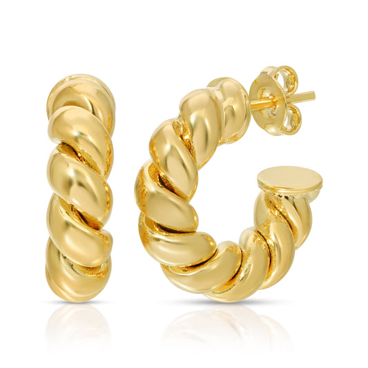 Elegant Midi Hoop Earrings in Gold Finish