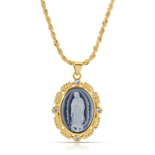 Elegantly Designed French Blue Cameo Necklace