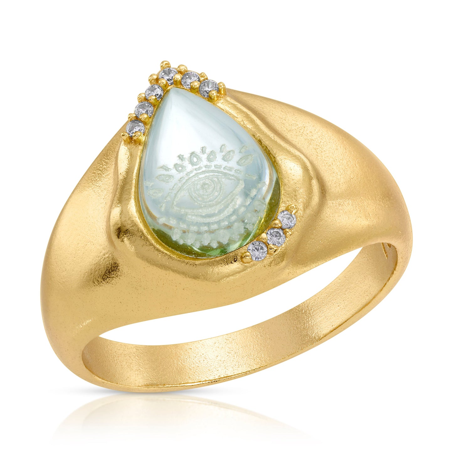 Green Quartz Seeing Eye Signet Ring