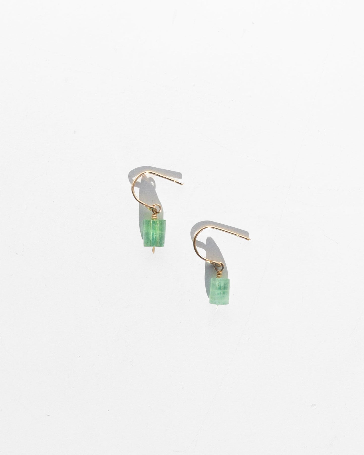 14K Gold Pine Tourmaline Charm Earrings