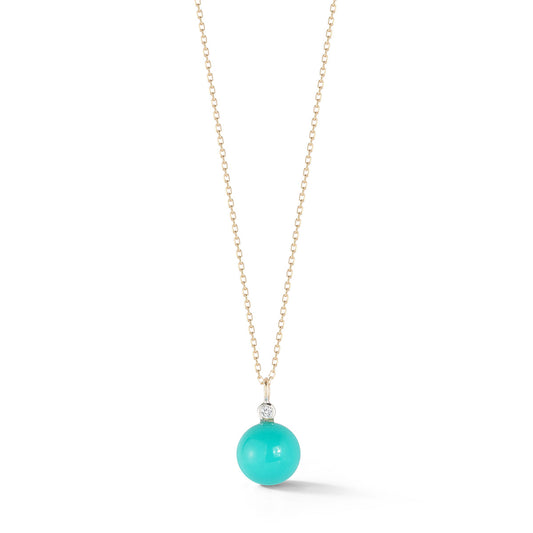 Turquoise and Diamond Dot Necklace in 14kt Gold