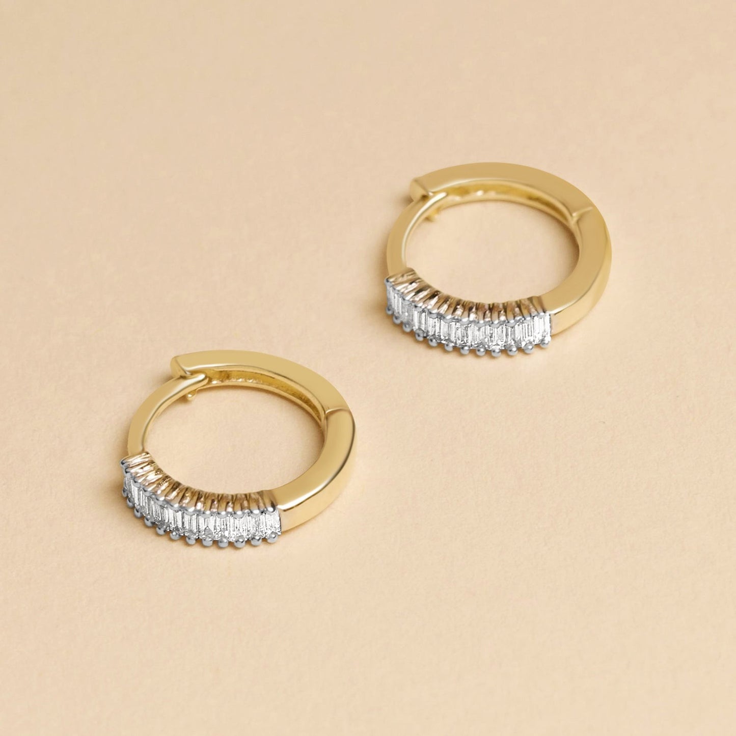 Elegant Baguette Diamond Huggie Earrings